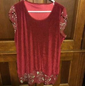 Long Maroon Shirt with Floral Accents